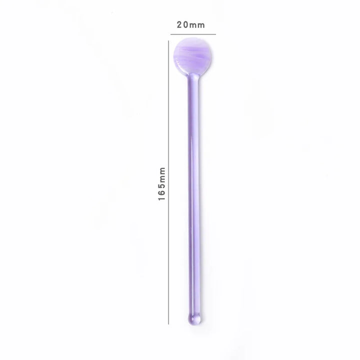 Rynx | Sweet Colored Glass Long Handle Stirring Spoon Coffee Milk Dessert Ice Spoon Colored Transparent Glass Spoon