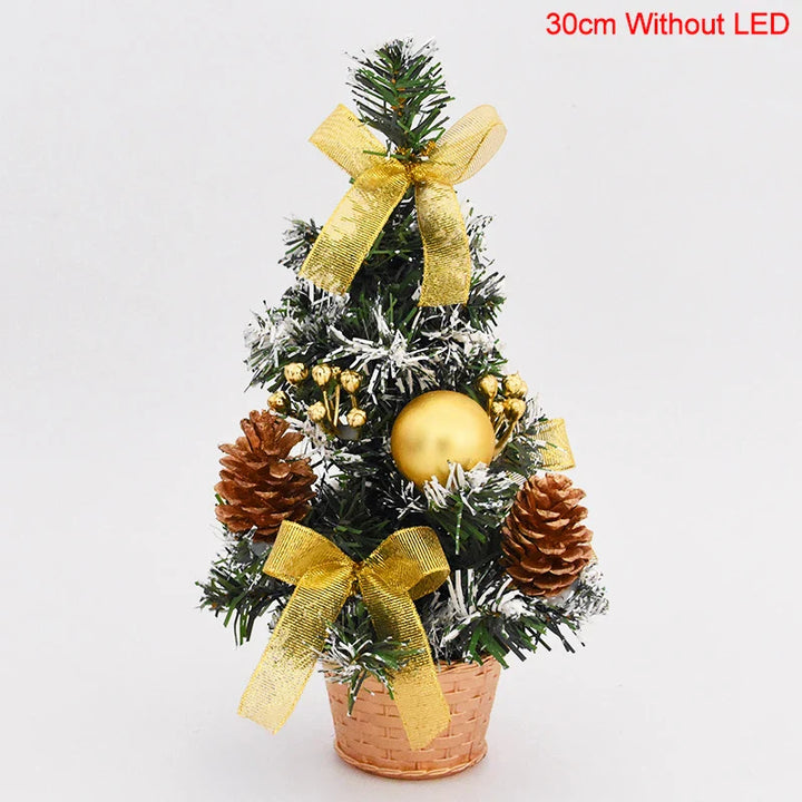 Rynx 20/30cm Artificial Christmas Tree Table Ornament with LED Light Balls Christmas Decoration for Home New Year Gift Mini