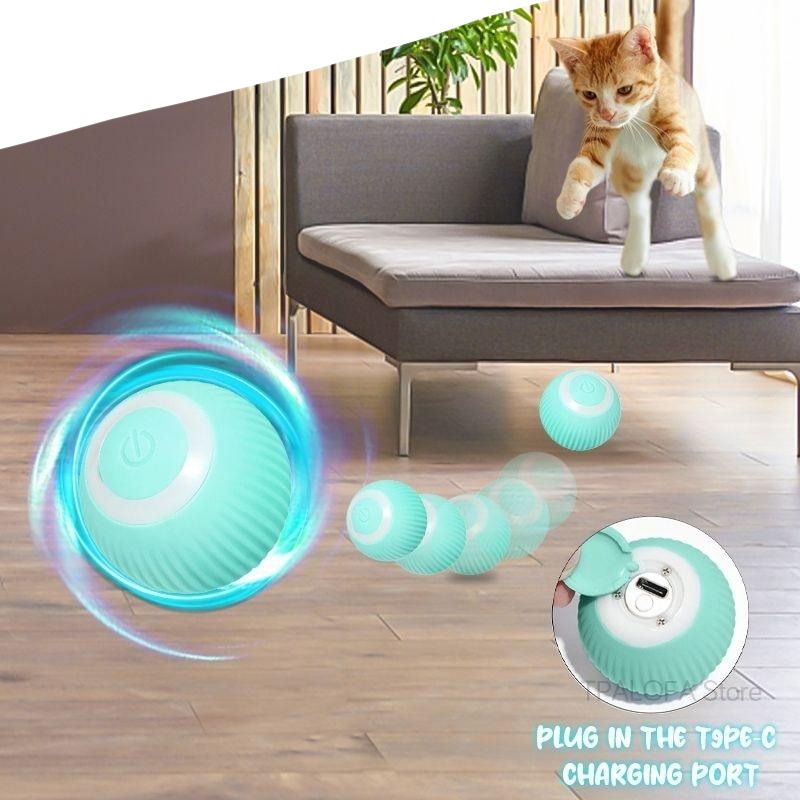 Lisslune | Smart Interactive Rotating Cat Play Ball - Fun and Engaging Activity for Indoor Cats