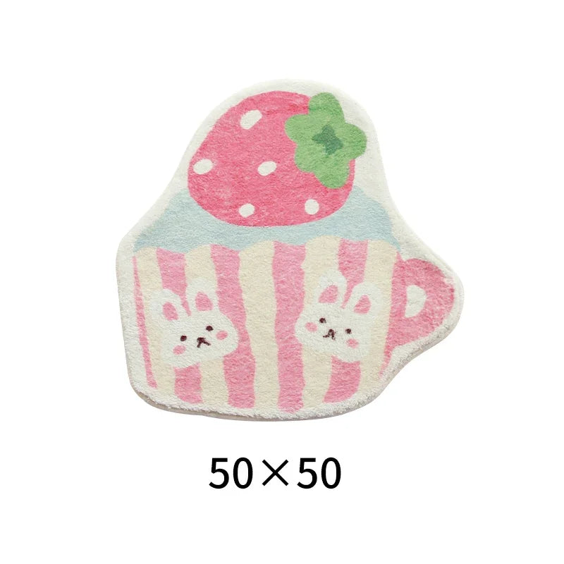 Rynx | Cute Plush Bedroom Rug IG Fashion Girls Elegant Living Room Rugs Modern Cartoon Minimalist Sweet Rug Doormat Kawaii IG Home Decor