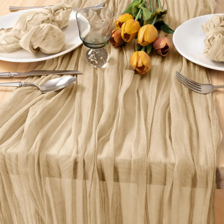 Rynx | Semi-transparent cheesecloth table runner for weddings, sage green Elegant country house decoration, Perfect for birthday parties Banquets arches Cake decor