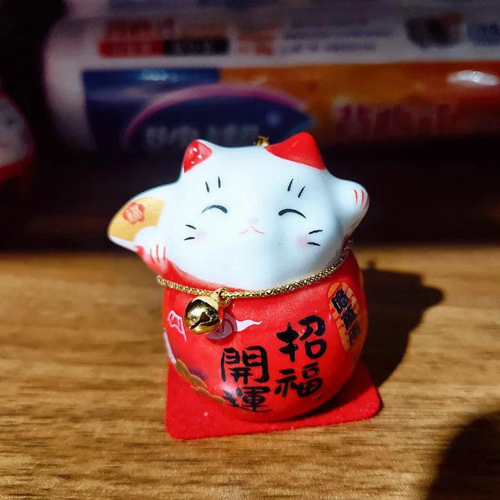 Lisslune | Charming Japanese Ceramic Lucky Cat Daruma Figurine for Home Decor and Gifts