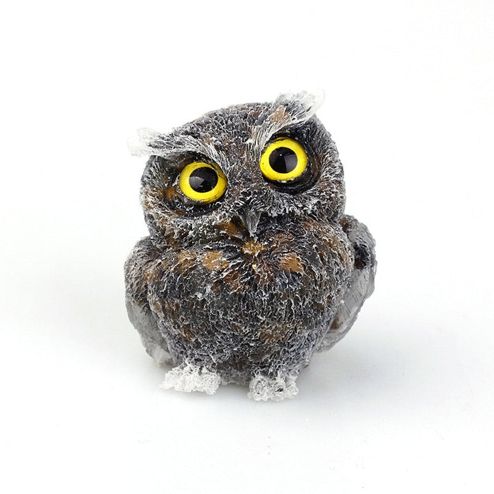 Lisslune | Natural Crystal Owl Figurine: Handmade Collector's Item
