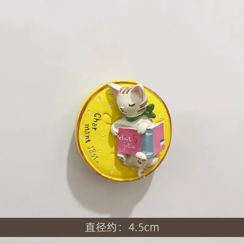 Rynx | 3D Refrigerator Magnet Puppy Cartoon Cat and Dog Refrigerator Sticker Anti-theft Entrance Door Decorative Magnetic Creative Message