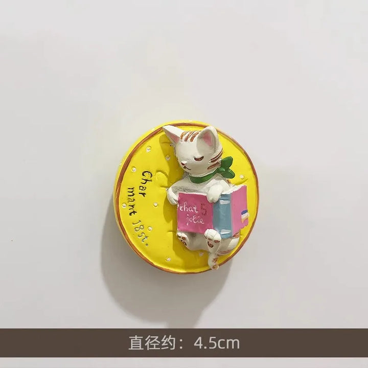 Rynx | 3D Refrigerator Magnet Puppy Cartoon Cat and Dog Refrigerator Sticker Anti-theft Entrance Door Decorative Magnetic Creative Message