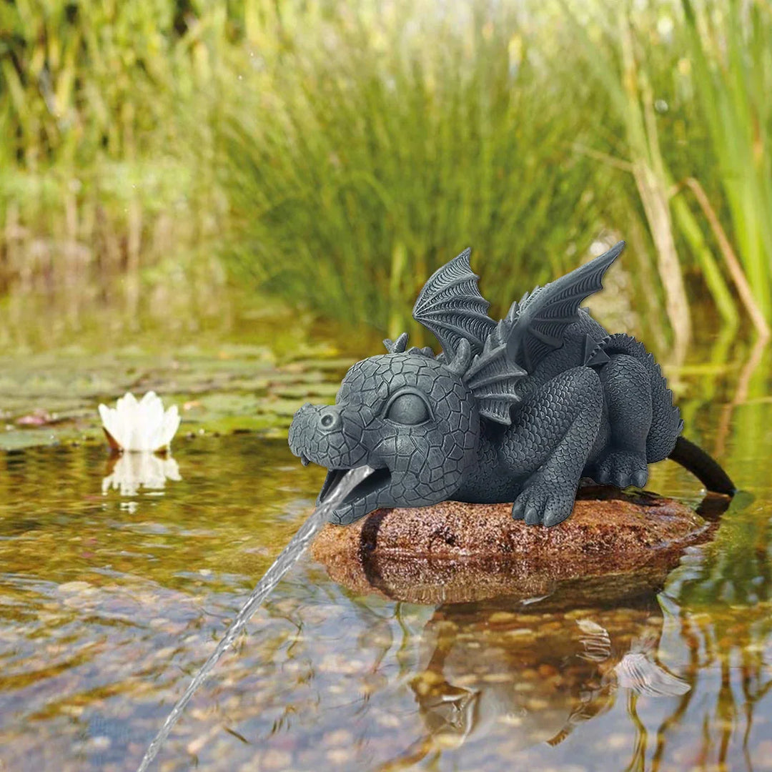 Lisslune | Water spraying dragon statue made of resin Weatherproof Realistic water spray scenes resin garden decoration