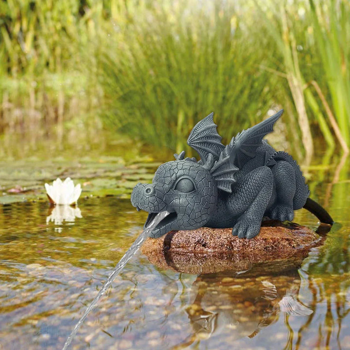Lisslune | Water spraying dragon statue made of resin Weatherproof Realistic water spray scenes resin garden decoration