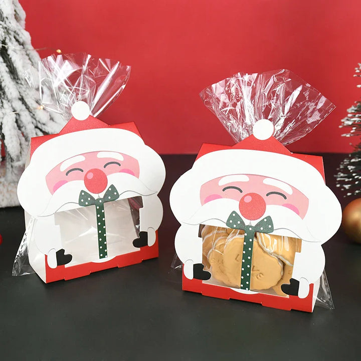 Rynx 8/16 Pieces Christmas Santa Cookie Bag Sweets Box Nougat Gift Packaging Accessories Xmas New Year Party Decoration Kids Gifts