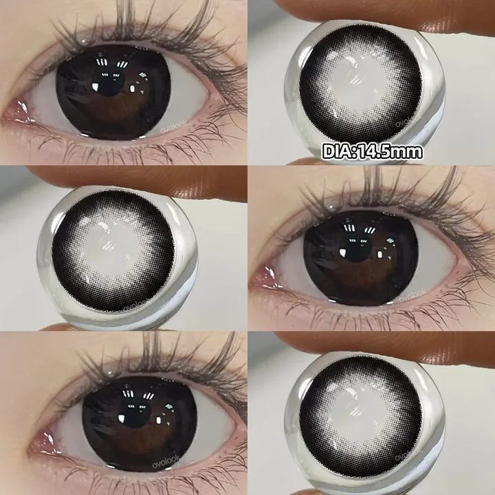 Rynx | 2PCS Large Gray Contact Lenses for Eyes Myopia Color Lens Natural Brown Pupils Gradient Contact Lens Black Lens
