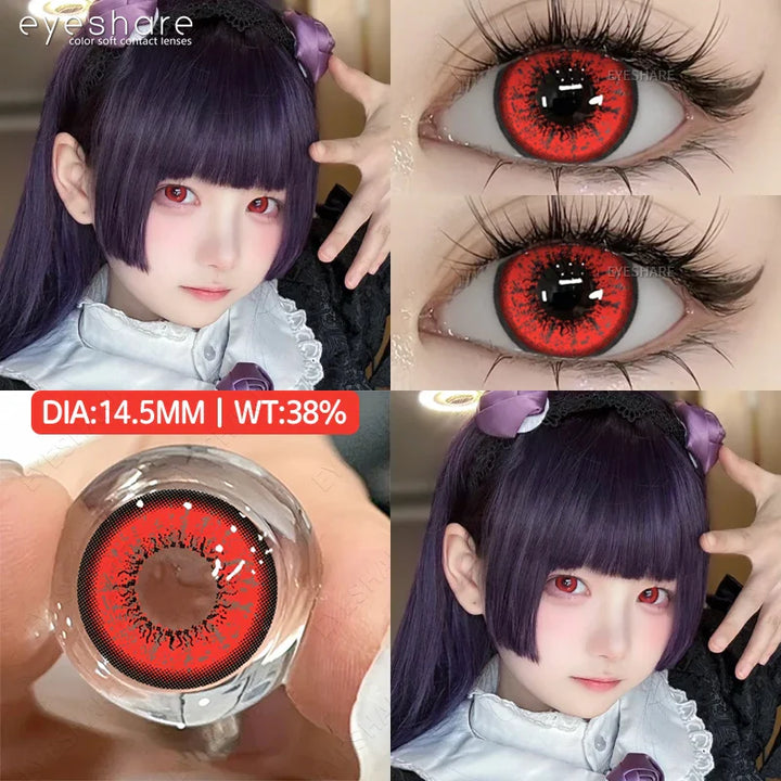 Rynx | 2-piece Halloween Colorful Contact Lenses Cosplay Eye Lenses Anime Colored Lenses Red Contact Seasonal Lenses Fashion Makeup Lenses
