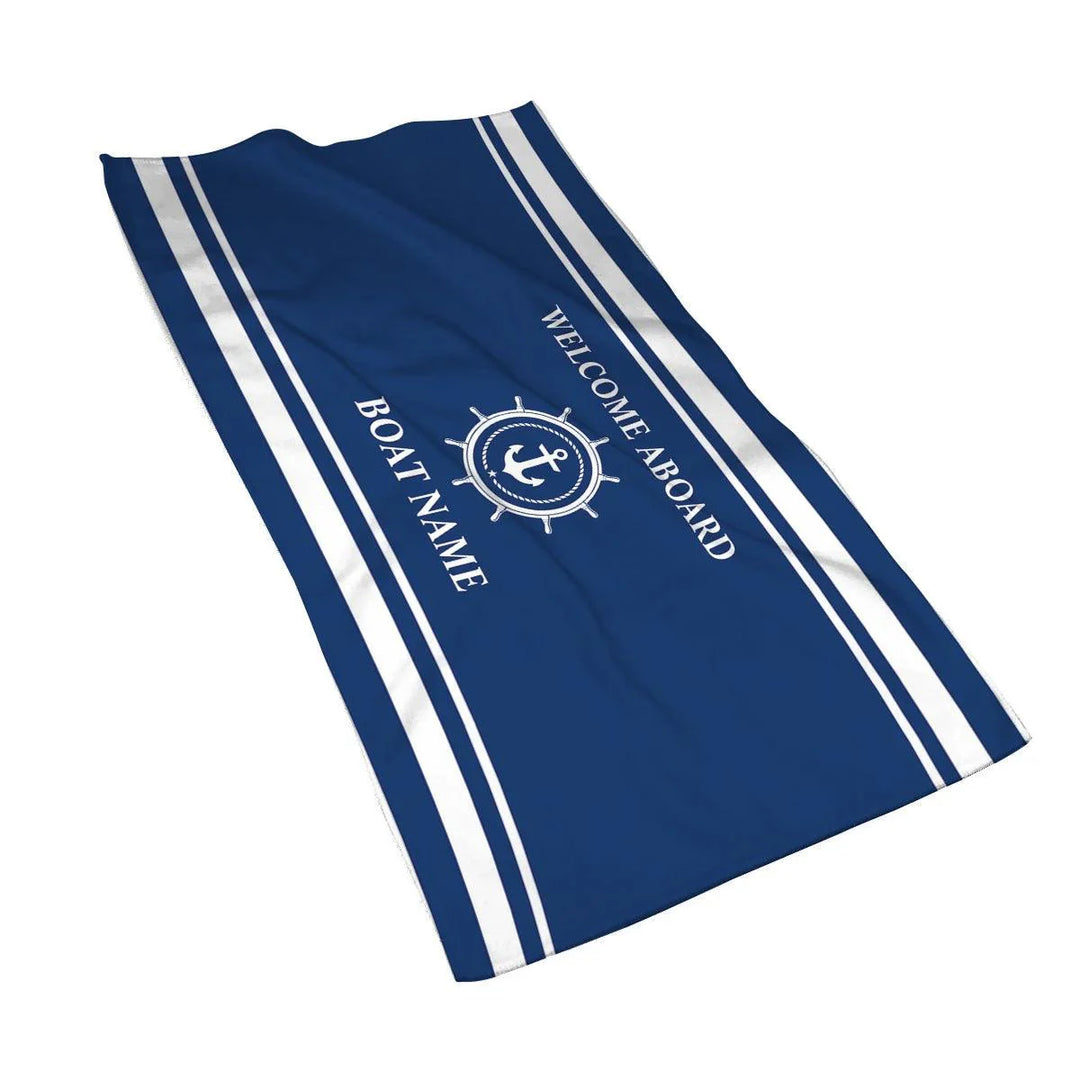 Lisslune | Stylish Adjustable Dark Blue Nautical Microfiber Towel Set - Luxury Redefined for Every Occasion
