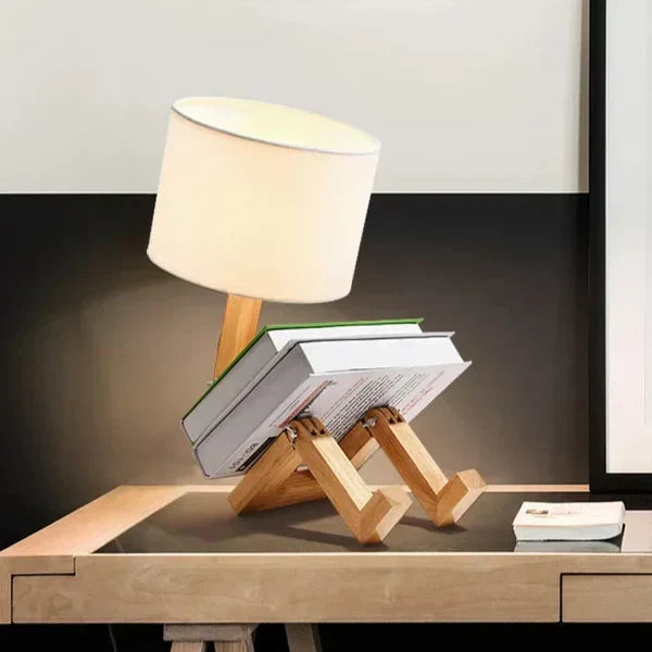 Lisslune | Wooden Table Lamp with Book Holder – Modern Design for Your Home