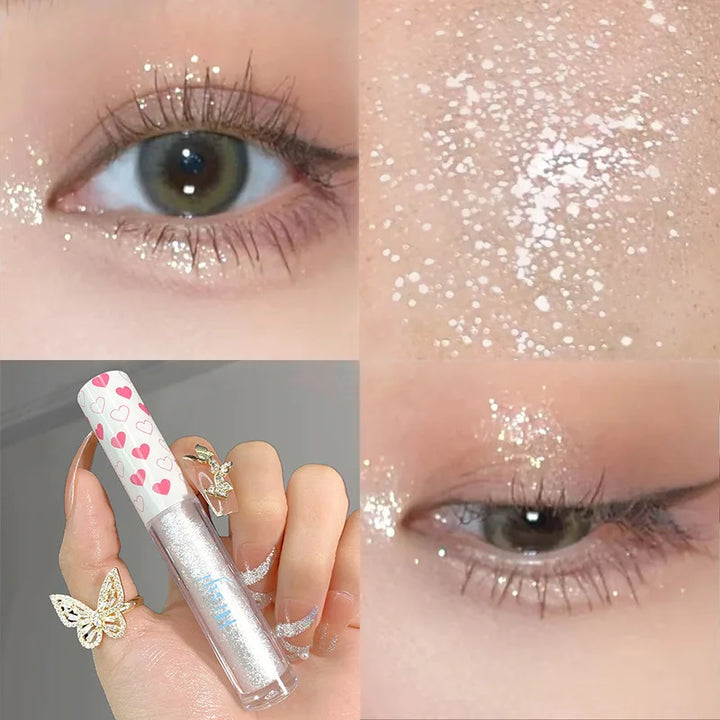 Rynx | 6 Colors Glitter Liquid Eyeshadow Waterproof Pearl Shimmer Eyeshadow Highlighter Sequins Lying Silk Makeup Beauty Tool