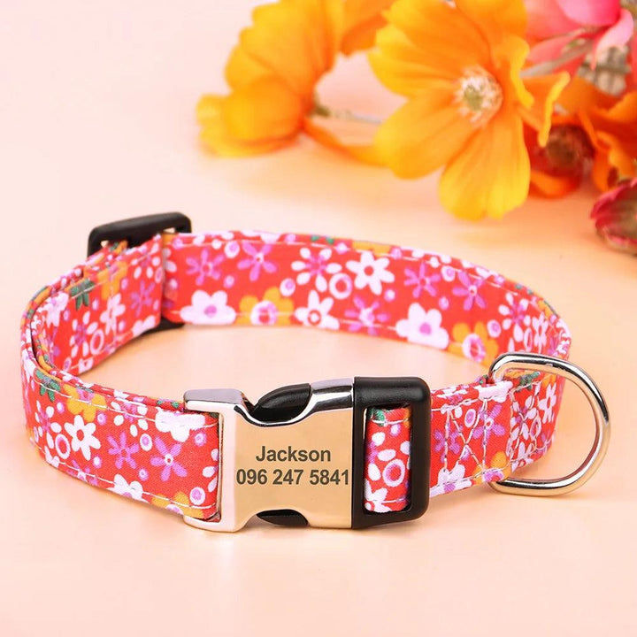 Lisslune | Personalized floral nylon collar for dogs - stylish ID collars for dogs of all sizes