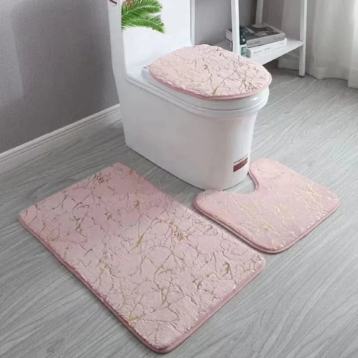 Lisslune | Gold Toilet Seat Cover and Bathroom Mat Set Non-Slip