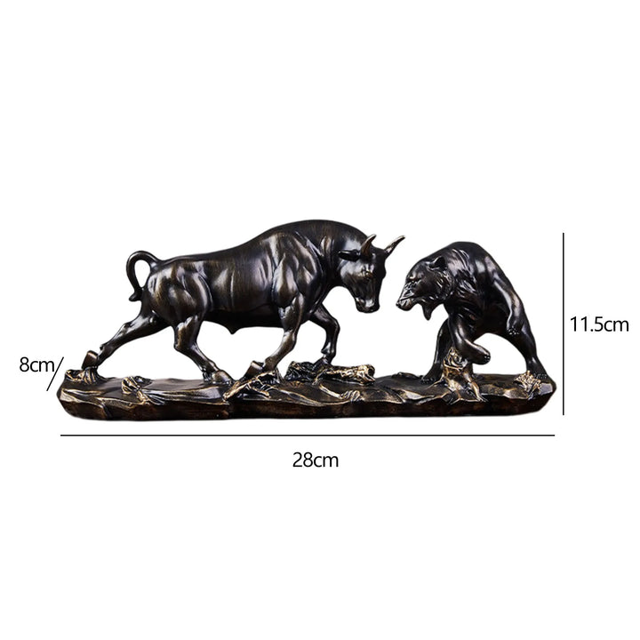 Lisslune | Feng Shui Bear and Bull Statue, Bull Figure, Collection Cow Sculptures Animal