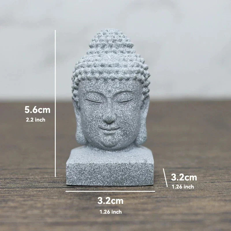 Lisslune | Buddha Stone Statue Small Buddhist Monks Tibetan Buddhism Figures Zen Garden Ornament Meditation Home Aquarium Decoration