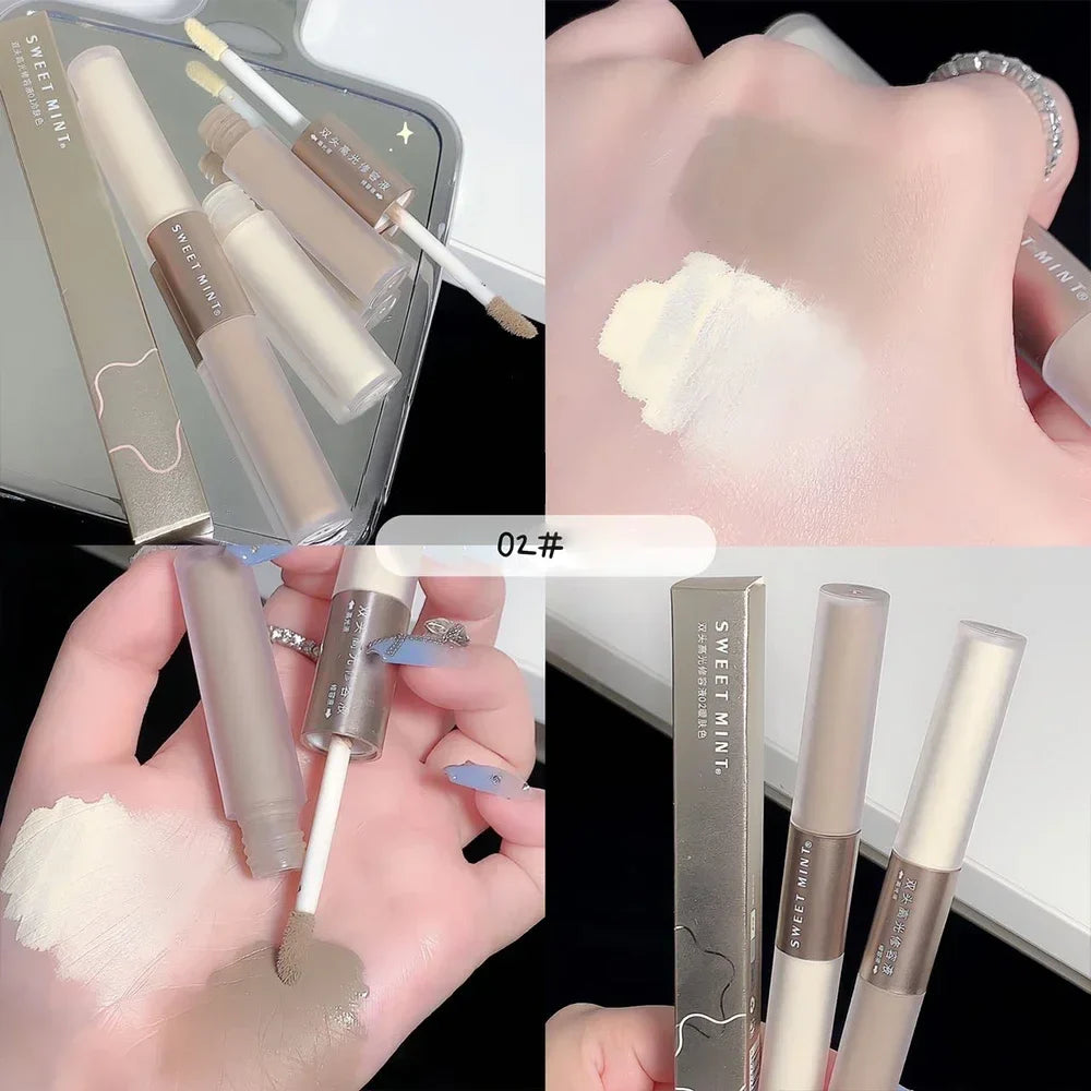 Rynx | Double-sided matte highlighter concealer stick waterproof long-lasting naturally brightening face concealer foundation cosmetics