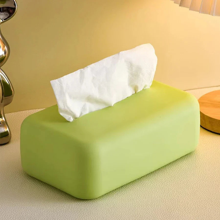 Rynx | Nordic Tissue Box Cover Soft Silicone Reusable Wipe Container Beige Tissue Box Holder Bathroom Living Room Kitchen Decoration