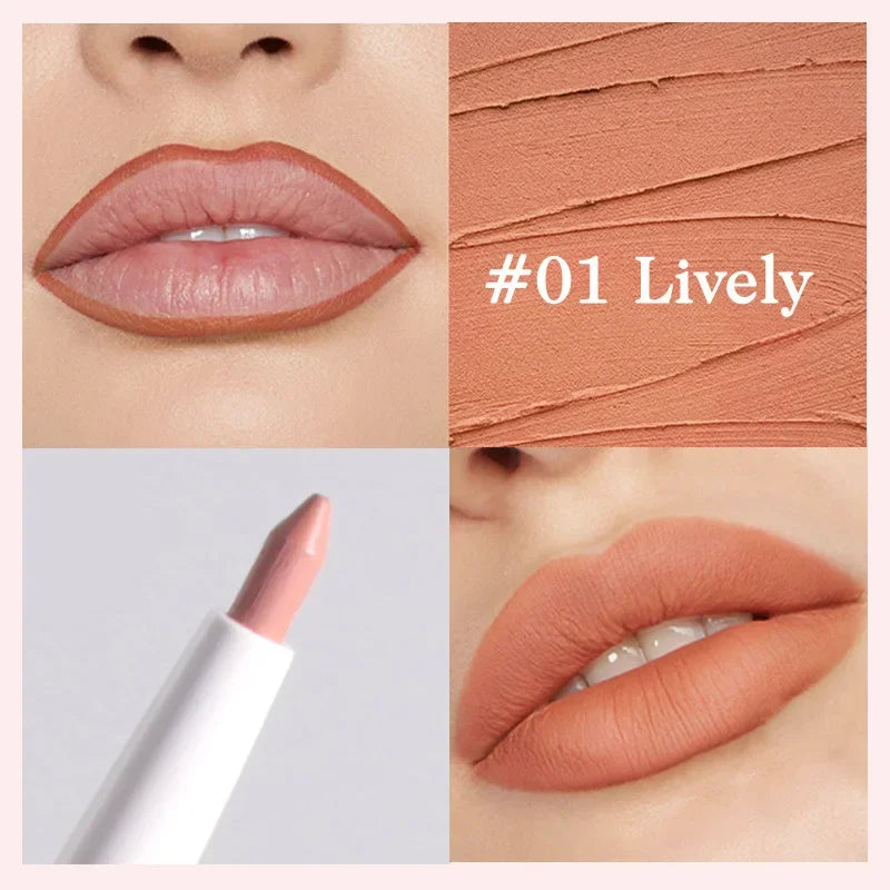 Rynx | Nude Brown Lip Liner Outline Contour Tint Lip Makeup Long-lasting Waterproof Matte Smooth Lipstick Pencil Lip Contour Cosmetic