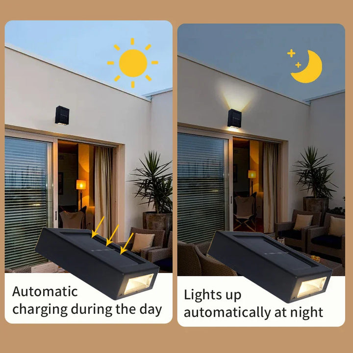 Lisslune | Waterproof LED Solar Wall Lamp: Up and Down Lighting for Balcony, Garden, Street and Landscape