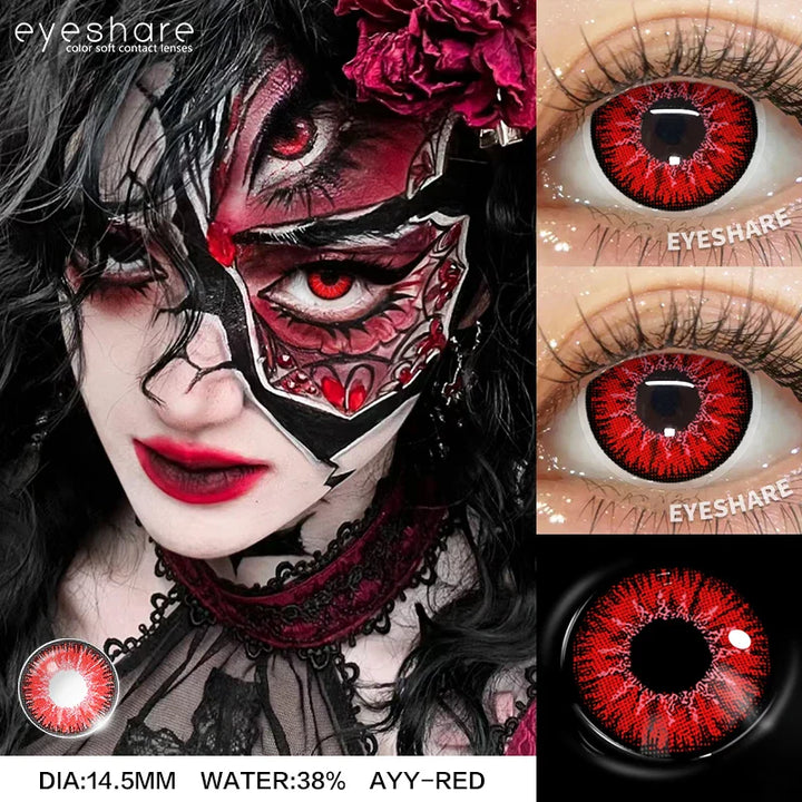Rynx | Cosplay Colored Contact Lenses for Halloween Vampire Red Contact Lens Anime Colored Eye Lenses Annual Blue Contact Lenses