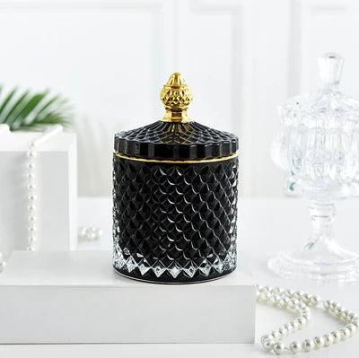 Lisslune | Amber Radiance Crystal Glass Storage Jar with Lid for Jewelry and Event Decor