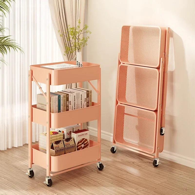 Rynx | Trolley storage shelf multi-layer standing vegetable organizer household movable and foldable small cart storage shelf
