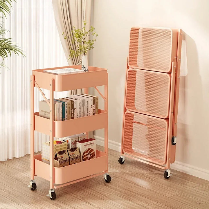 Rynx | Trolley storage shelf multi-layer standing vegetable organizer household movable and foldable small cart storage shelf