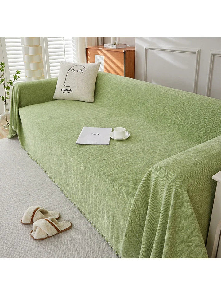 Rynx Fringe Throw Blanket Four Seasons Sofa Cover Dust Anti-Cat Scratch Protection Cover Sofa Blanket Rug Travel Rug Fringe