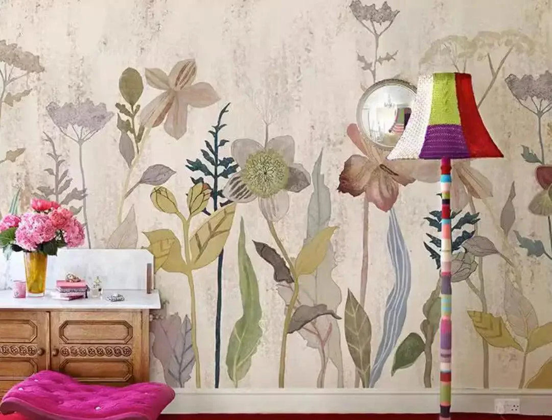 Lisslune | Serene Tropical Paradise Abstract Mural - Elegant Botanical Decor for Stylish Homes