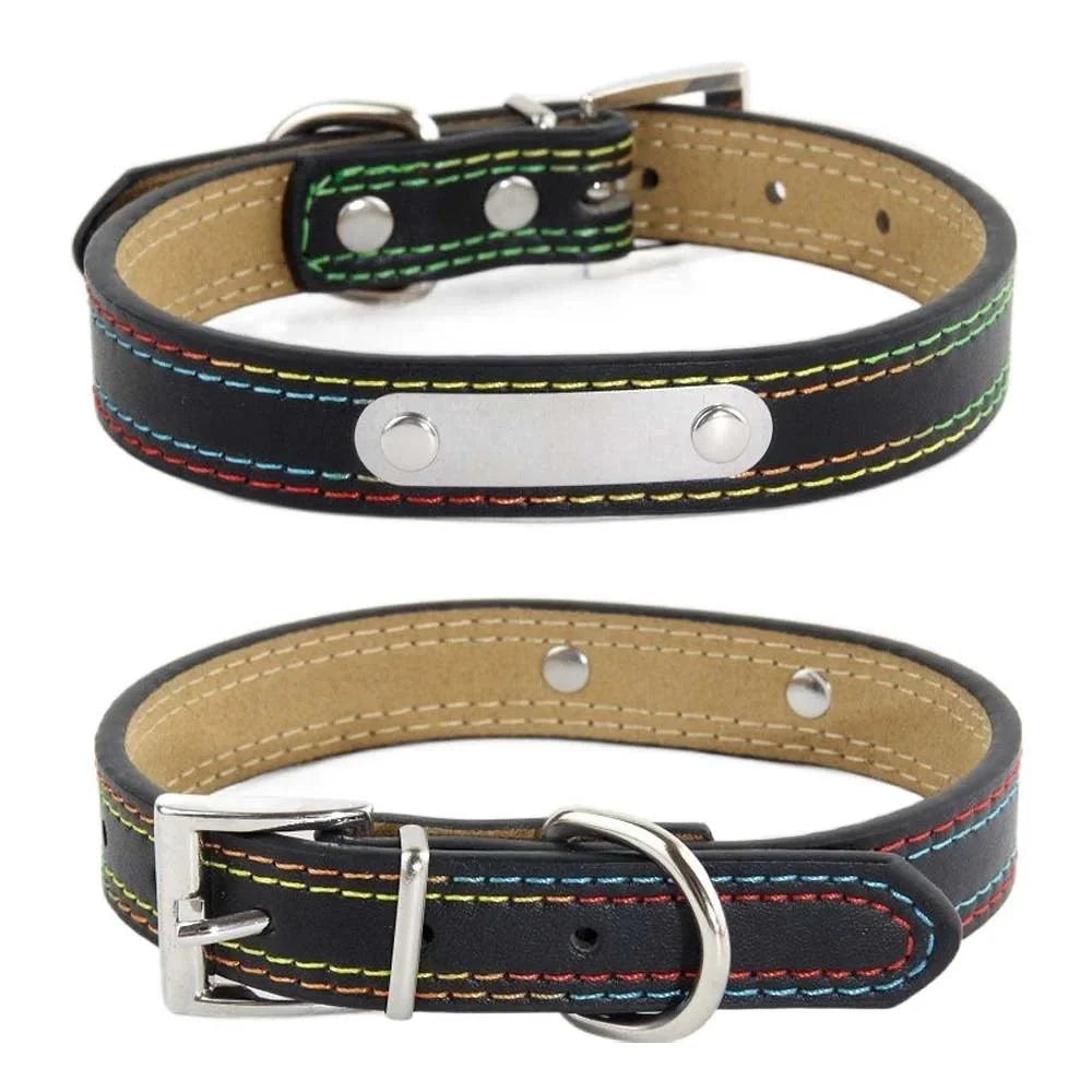 Lisslune | Glamorous Personalized Engraved Leather Dog Collar with Sparkling Accents