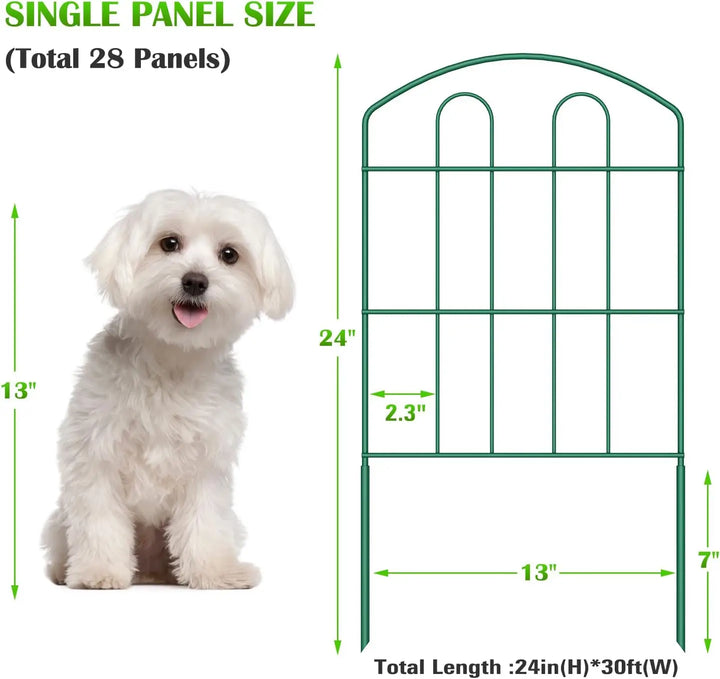 Rynx | 28-piece decorative green garden fence outdoor coating metal rustproof landscape forged iron wire frame foldable courtyard fence