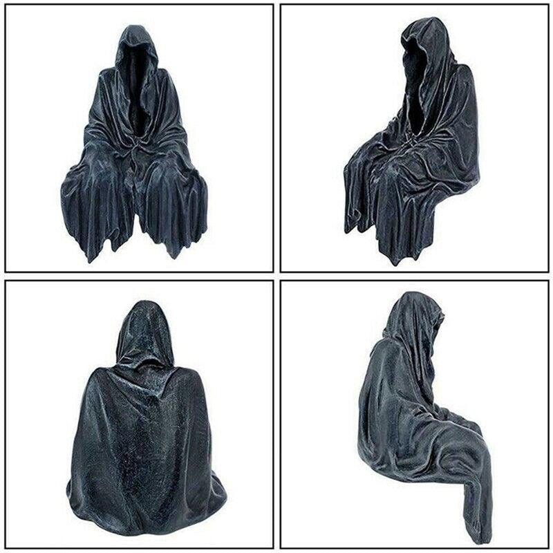 Lisslune | Ethereal Black Grim Reaper Resin Sculpture for Dark Fantasy Enthusiasts