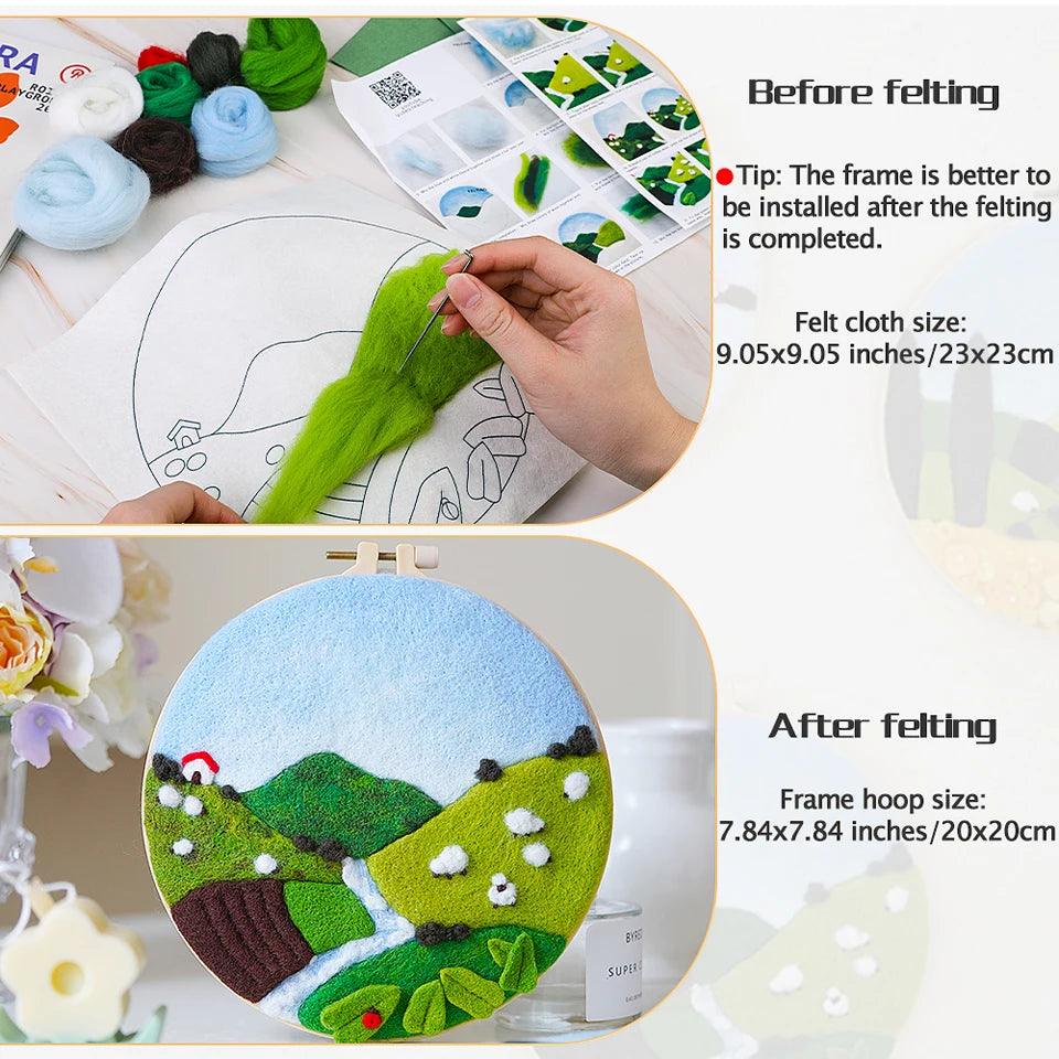 Lisslune | Wool Artistry Felt Kit with Embroidery Frame for Unique Creations