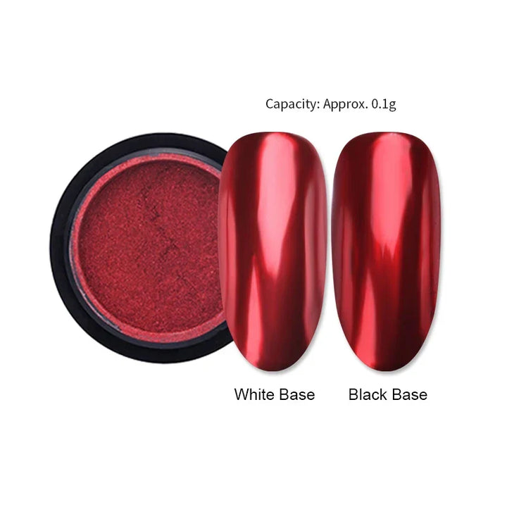 Rynx | Aurora Pearl White Nails Glitter Dust Chrome Gradient Rubbing on Powder Mirror Reflective Magnetic Pigment Nail Art Decorations
