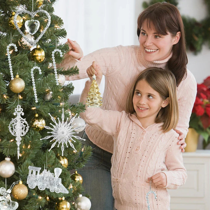 Rynx Christmas Tree Transparent Snowflake Hanging Ornaments Acrylic Pendants 2024 Christmas Decoration for Home Navidad Gifts New Year