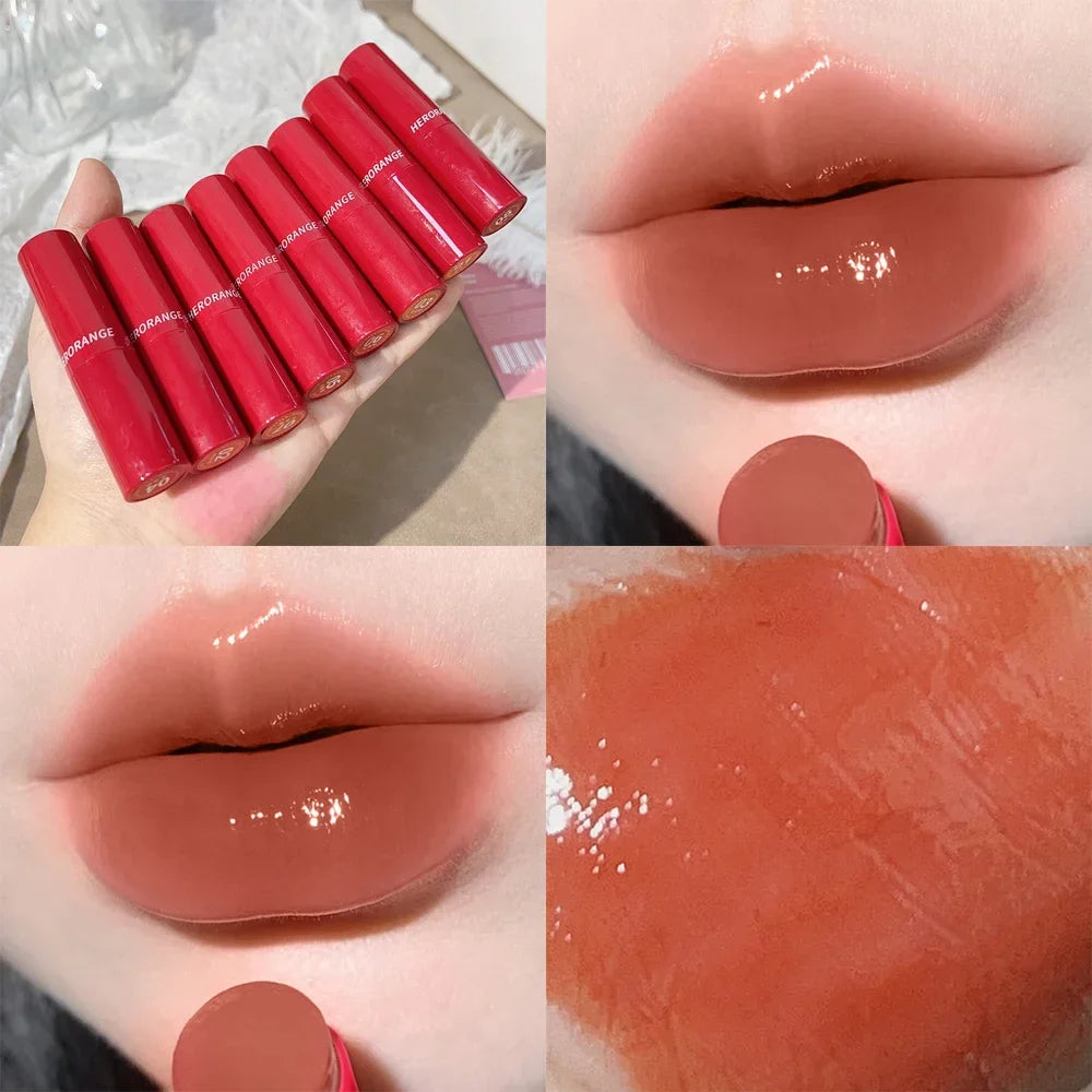 Rynx | Tinted Moisturizing Lipstick Waterproof Mirror Jelly Cherry Red Lip Lacquer Long-lasting Non-Sticky Cup Clear Solid Lip Gloss Cosmetics