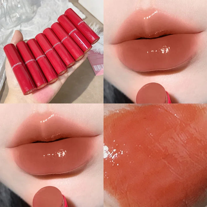 Rynx | Tinted Moisturizing Lipstick Waterproof Mirror Jelly Cherry Red Lip Lacquer Long-lasting Non-Sticky Cup Clear Solid Lip Gloss Cosmetics