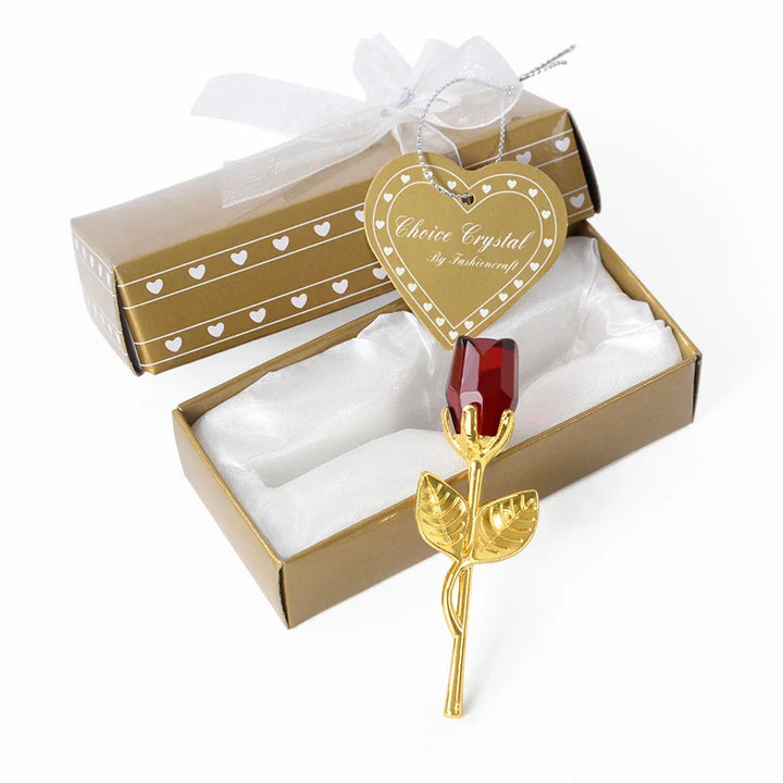 Lisslune | Crystal Bear Glass Rose - Valentine's Day Gift, Fashion Ornament, Wedding Home Decor
