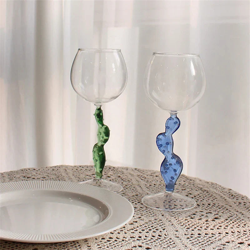 Rynx | Cactus Stemware Wine Glass Cocktail Glass Heat Resistant Glass Red Wine Glass Cocktail Goblet Drinking Utensils Barware