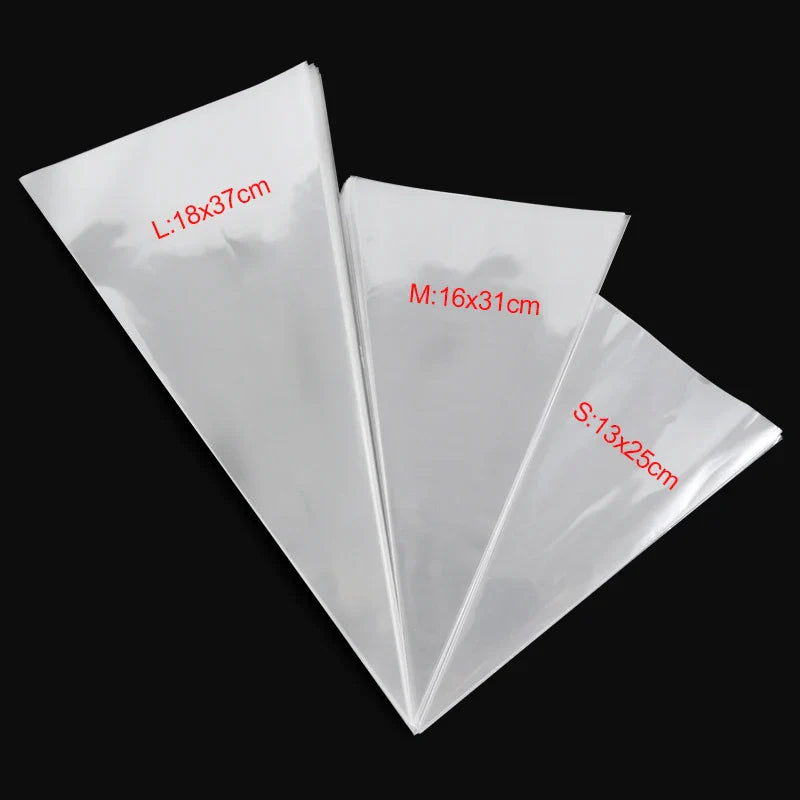 Rynx 50 pcs Transparent Candy Popcorn Packaging Bags Plastic Cellophane Cookie Gift Bags Wedding Birthday Parties Christmas Supplies