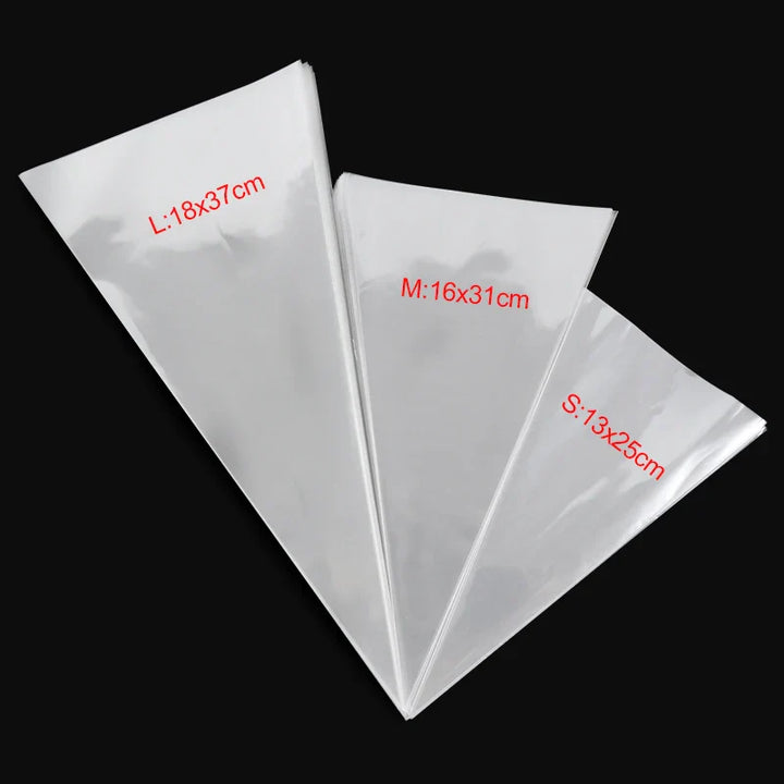 Rynx 50 pcs Transparent Candy Popcorn Packaging Bags Plastic Cellophane Cookie Gift Bags Wedding Birthday Parties Christmas Supplies