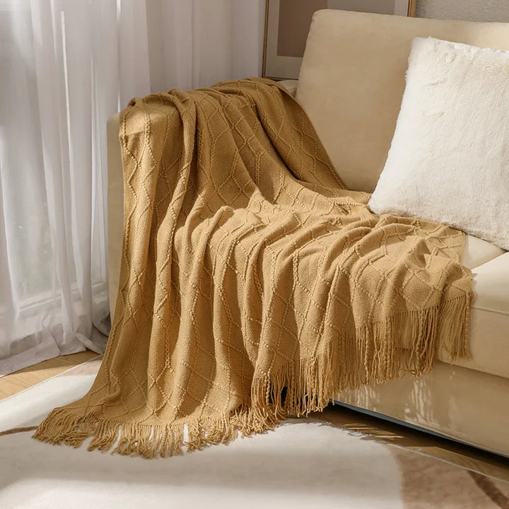 Lisslune | purple diamond knit blanket