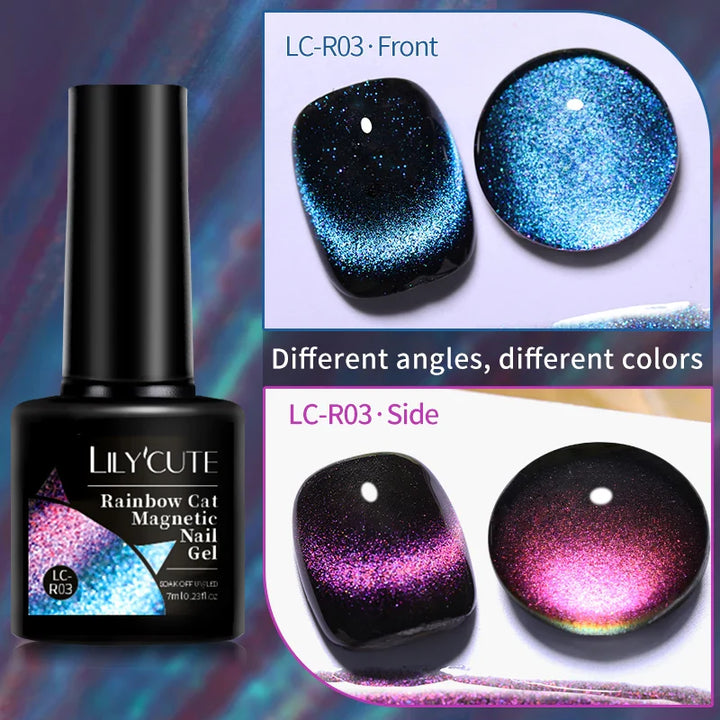 Rynx |7ML Snowlight Cat Magnetic Gel Nail Polish Grow-In-Dark Reflection Glitter Laser Semi-Permanent Soak Off UV Gel Nail Polish
