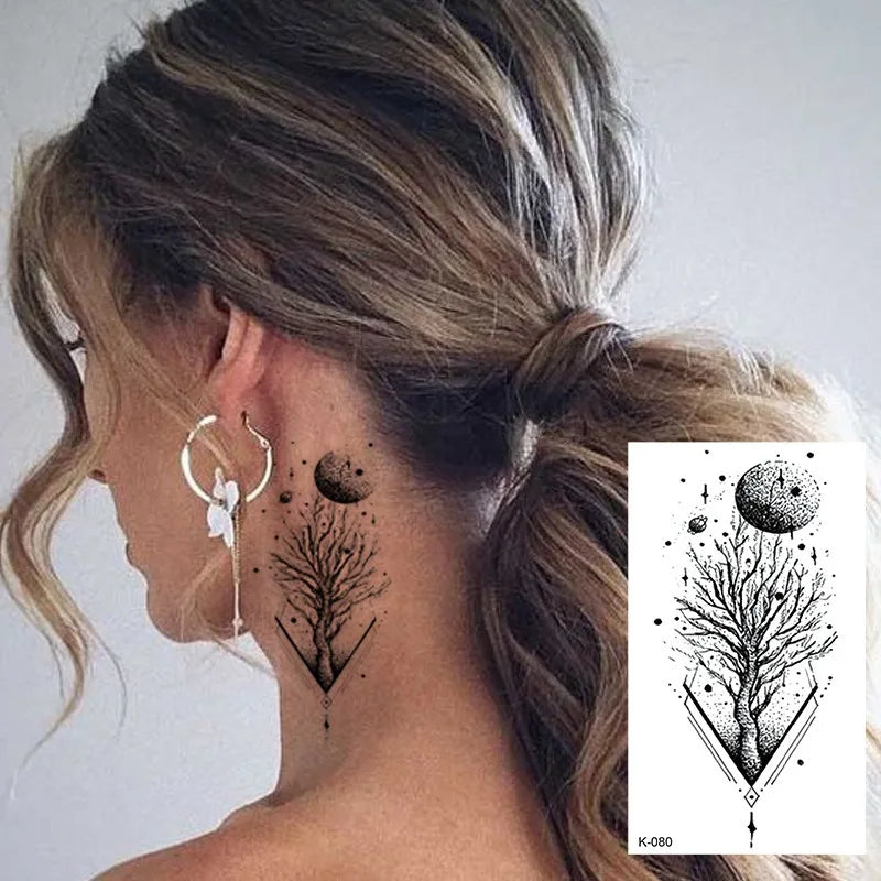 Rynx | New Temporary Tattoo Stickers Sexy Totem Butterfly Dreamcatcher Transfer Flash Tattoo Women Neck Hand Body Art Artificial Tattoos Men