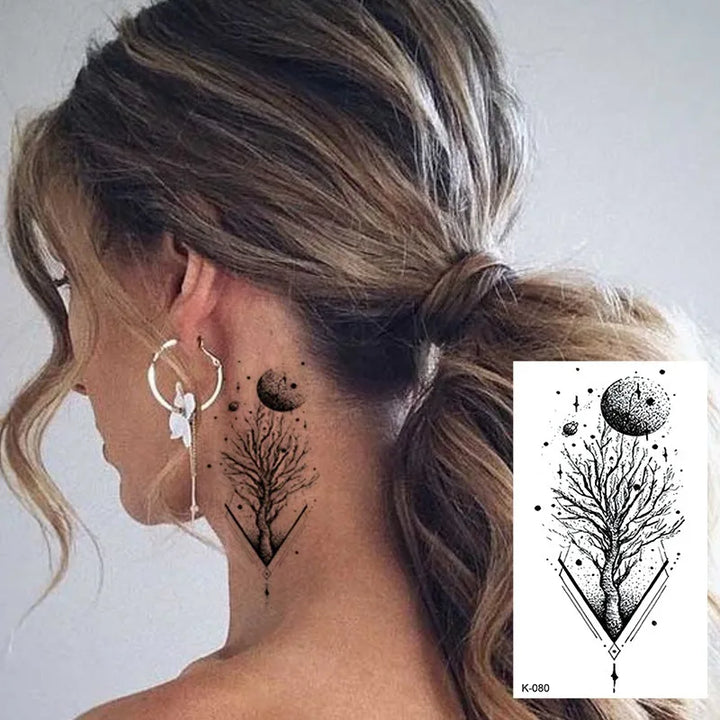 Rynx | New Temporary Tattoo Stickers Sexy Totem Butterfly Dreamcatcher Transfer Flash Tattoo Women Neck Hand Body Art Artificial Tattoos Men