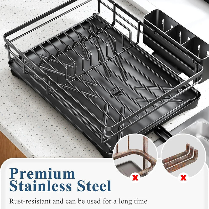 Lisslune | Dish Drying Rack with Drainboard & Large Cutlery Holder – Nova