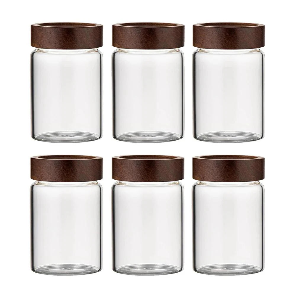 Lisslune | Stylish airtight glass containers with acacia wood lids - Ideal for storing food and spices