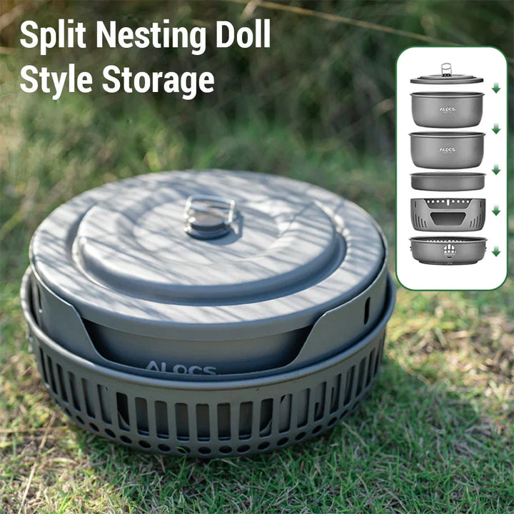 Lisslune | Portable Outdoor Cookware Set – Lightweight Camping Cooking Gear with Windshield